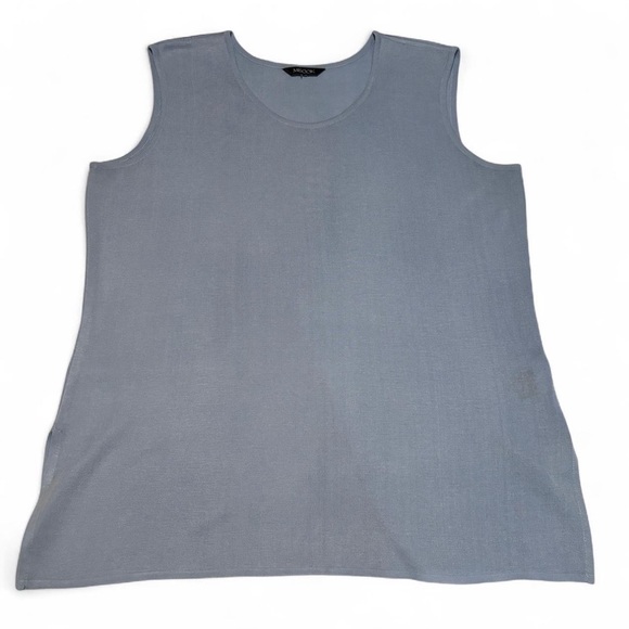 Misook XL 1X Sleeveless Knit Tank Top Blue Lightweight Minimalist Basic - Picture 1 of 5